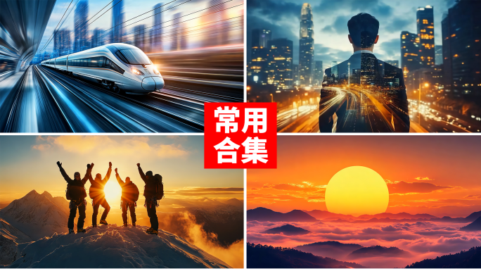 太阳登山高铁轮船海浪商务 成功梦想合集