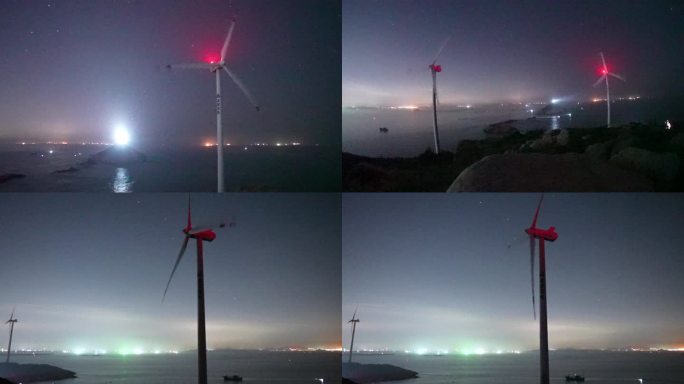 泉州风车岛的雷暴和星空