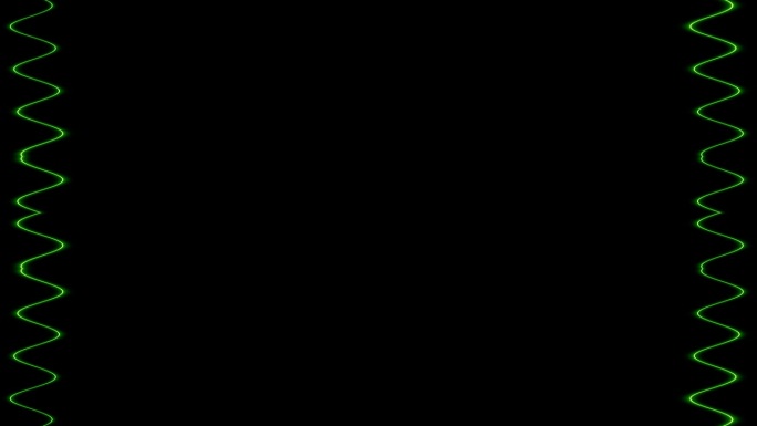 抽象绿色波浪边框在黑色背景上：极简数字艺术设计