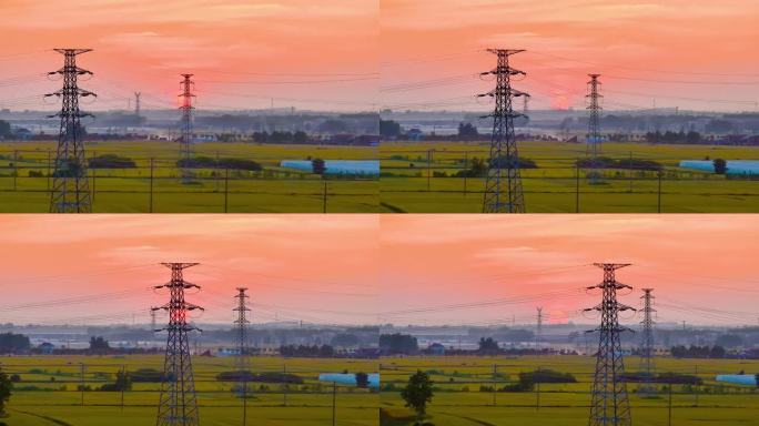 泗洪 电塔 农村 麦田 夕阳 风景