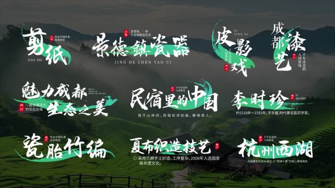 国风字幕条 古风文化字幕 角标（无插件）