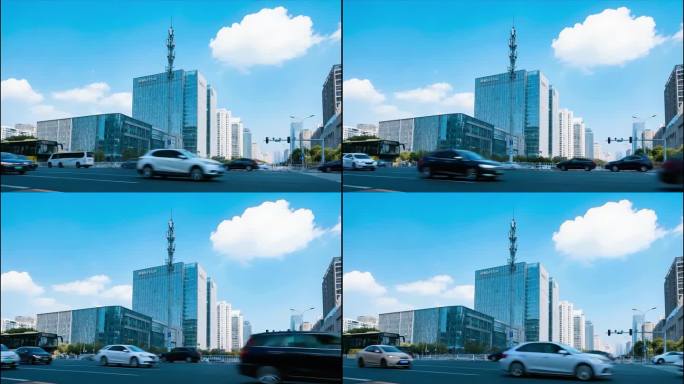 城市天际线与通信铁塔5G基站信号塔通信塔