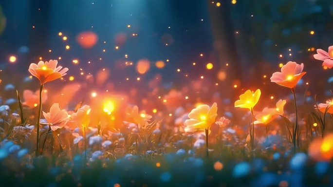 4K【宽屏】唯美花海粒子童话梦幻森林