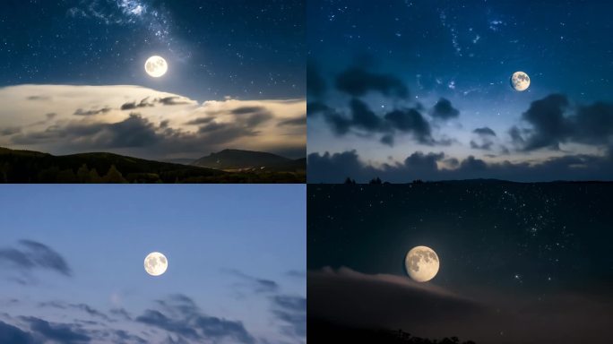 星空夜空中的明月 皓月当空