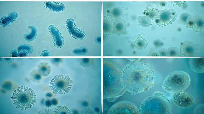 显微镜下微生物细胞病毒微观世界