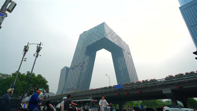 中央电视台大裤衩央视大楼延时