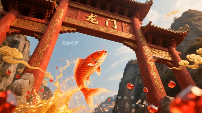 【精品】鲤鱼跃龙门鲤鱼跳龙门锦鲤金榜题名
