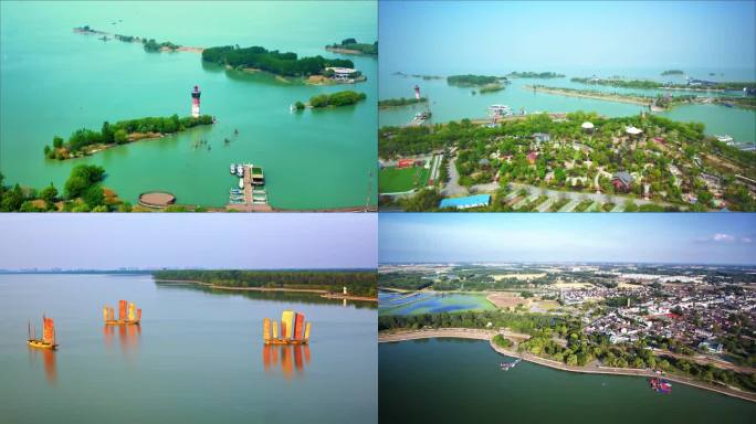 高清全幅江苏淮安洪泽湖古堰景区春季