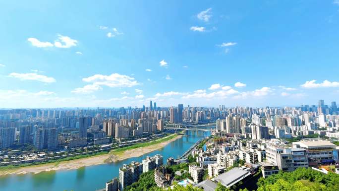 重庆蓝天白云城市景观延时