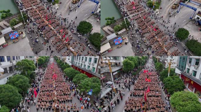 独特民俗千人抬龙舟