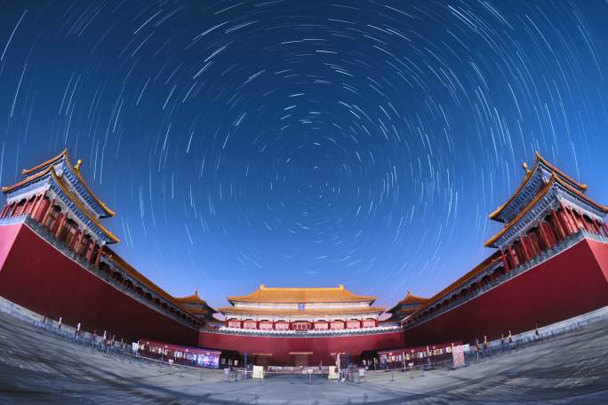 紫禁城午门星轨延时摄影