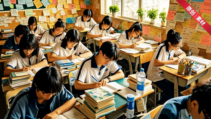 高考高中生专注学习时光