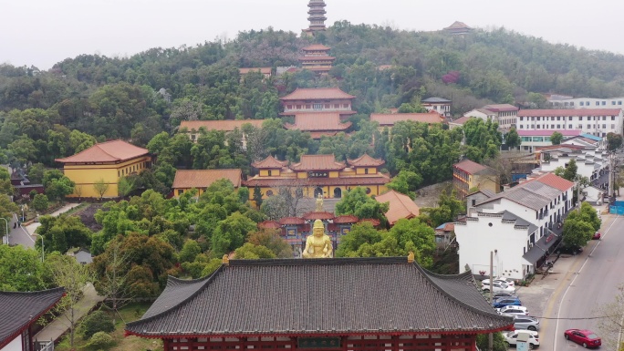 航拍湖南岳阳圣安寺景区风光