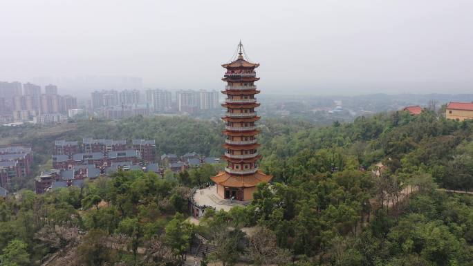 航拍湖南岳阳圣安寺景区风光