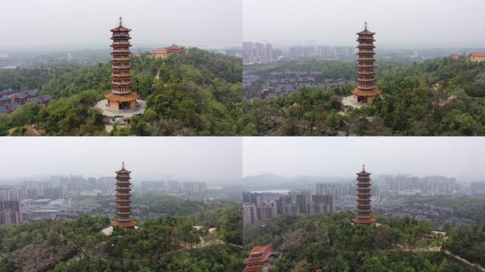 航拍湖南岳阳圣安寺景区风光
