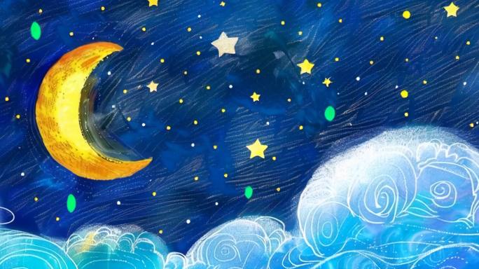 6k手绘卡通星空背景
