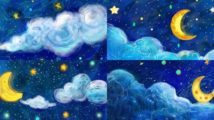 6k手绘卡通星空背景