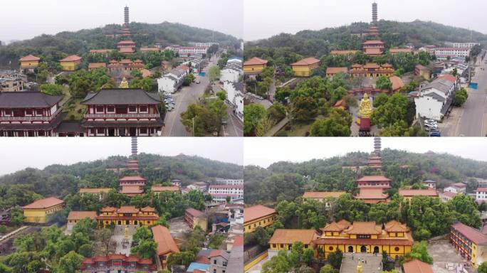 航拍湖南岳阳圣安寺景区风光