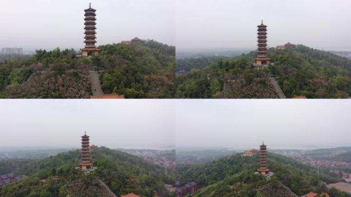航拍湖南岳阳圣安寺景区风光