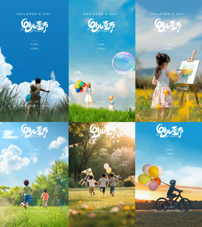 六一儿童节竖版模板
