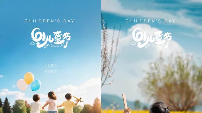 六一儿童节竖版模板