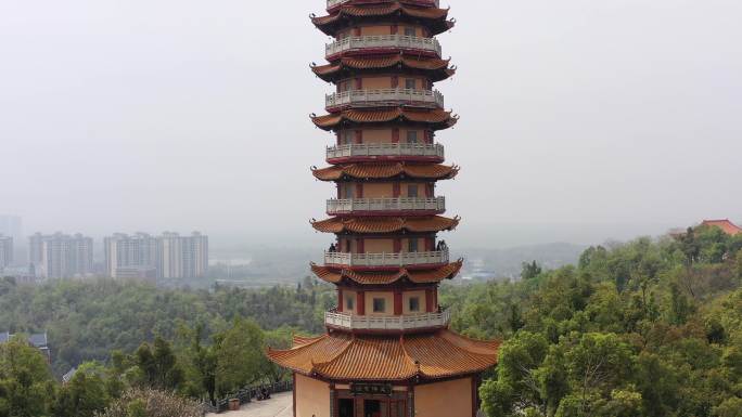 航拍湖南岳阳圣安寺景区风光