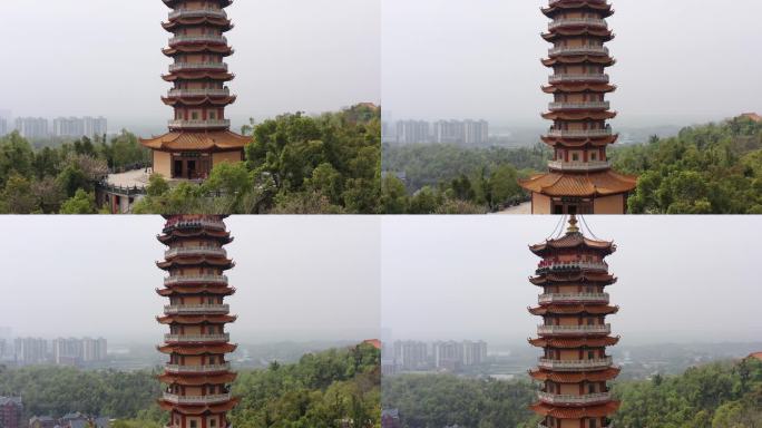航拍湖南岳阳圣安寺景区风光