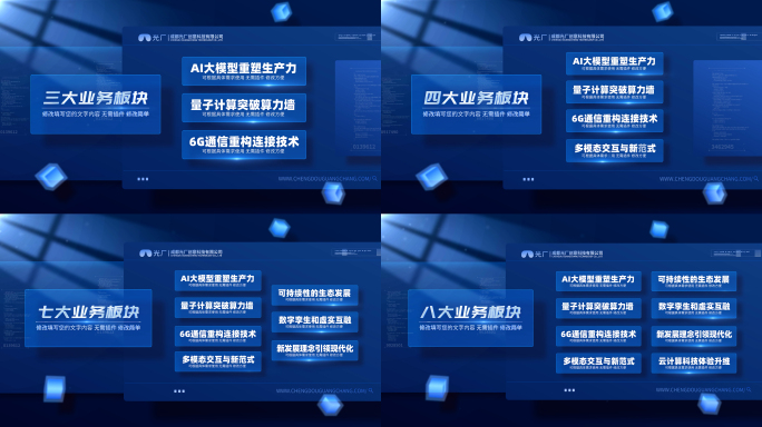 简洁蓝色科技文字分类包装展示