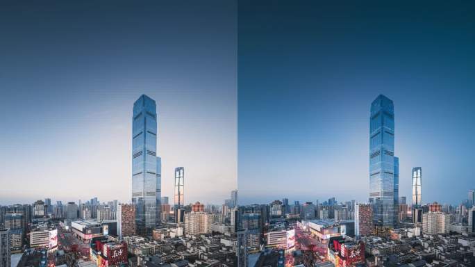 长沙国金中心城市天际线与现代建筑