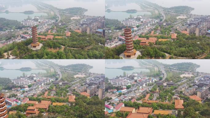 航拍湖南岳阳圣安寺景区风光
