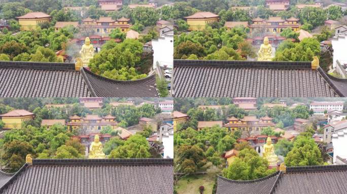 航拍湖南岳阳圣安寺景区风光