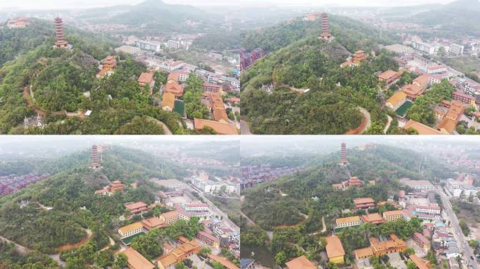 航拍湖南岳阳圣安寺景区风光