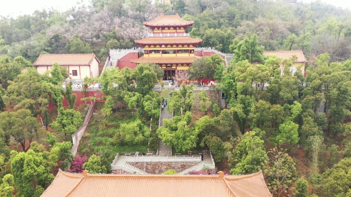 航拍湖南岳阳圣安寺景区风光
