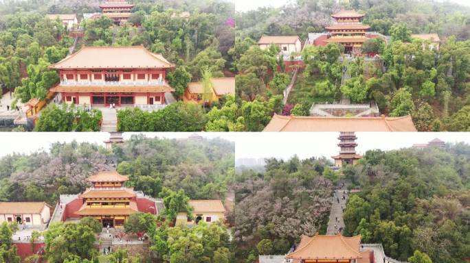 航拍湖南岳阳圣安寺景区风光