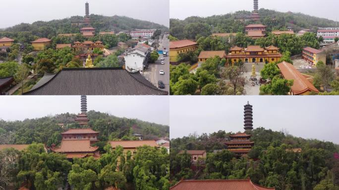 航拍湖南岳阳圣安寺景区风光