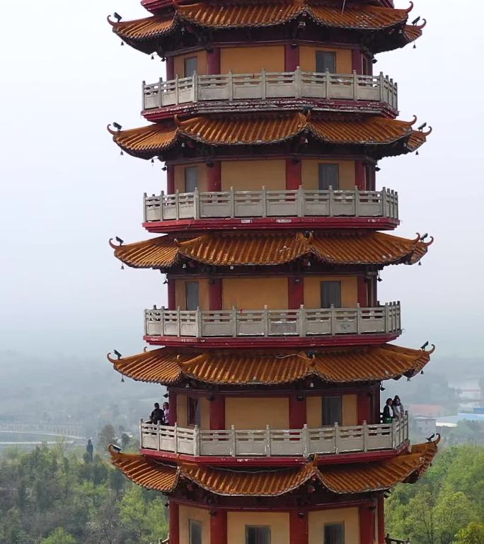 航拍湖南岳阳圣安寺景区风光
