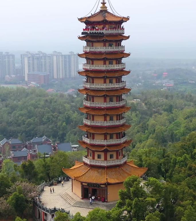 航拍湖南岳阳圣安寺景区风光