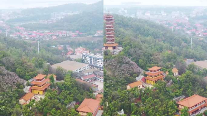 航拍湖南岳阳圣安寺景区风光