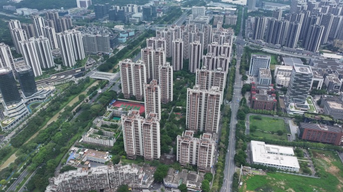 城市高楼林立鸟瞰