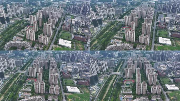 城市高楼林立鸟瞰