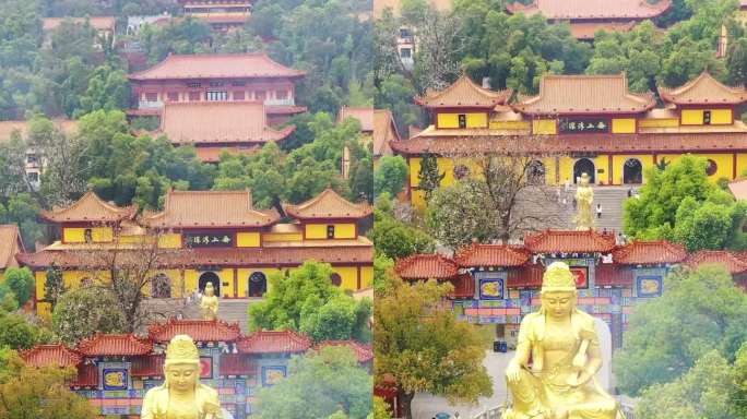 航拍湖南岳阳圣安寺景区风光