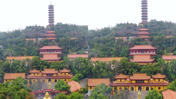 航拍湖南岳阳圣安寺景区风光
