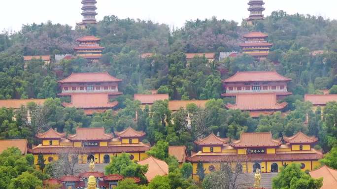 航拍湖南岳阳圣安寺景区风光