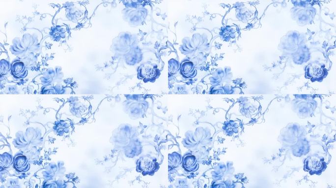 淡雅水彩花卉背景 清新蓝色花纹壁纸