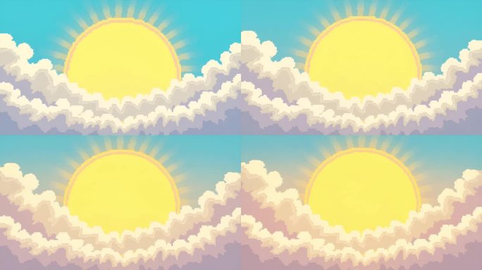 像素风阳光云朵动画 复古游戏阳光云层
