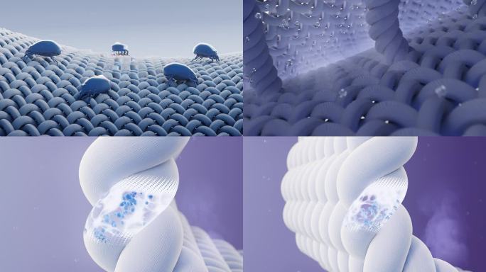 纤维除螨布料透气防水保温素材(C4D)