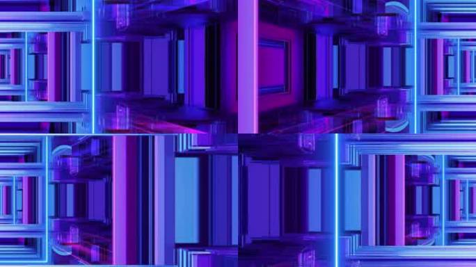 霓虹灯光隧道穿梭