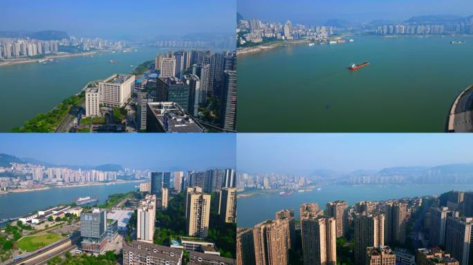 万州城市延时航拍空镜头万州江南区