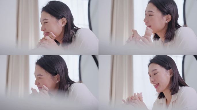 婴儿躺在床上