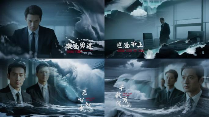 4K 震撼暗黑风海浪图文预告AE模板